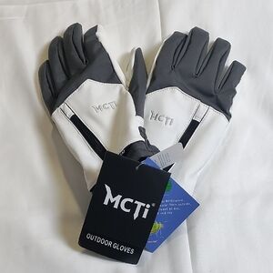 Gray and White Performance Gloves with Reinforced Palms, Waterproof & Breathable